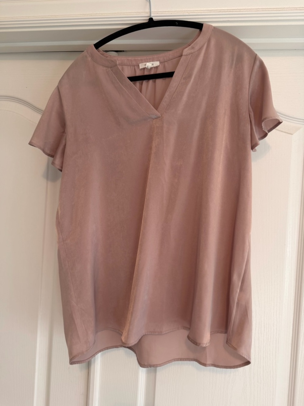Maurices Dusty Rose Short Sleeve V-Neck Blouse